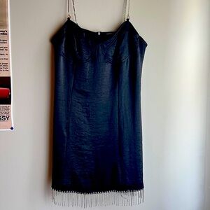 Kendall & Kylie NWT mini black dress with rhinestone straps & hem embellishment